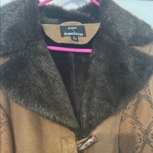 Dennis Basso Brown Teddy Jacket with Faux Fur Collar